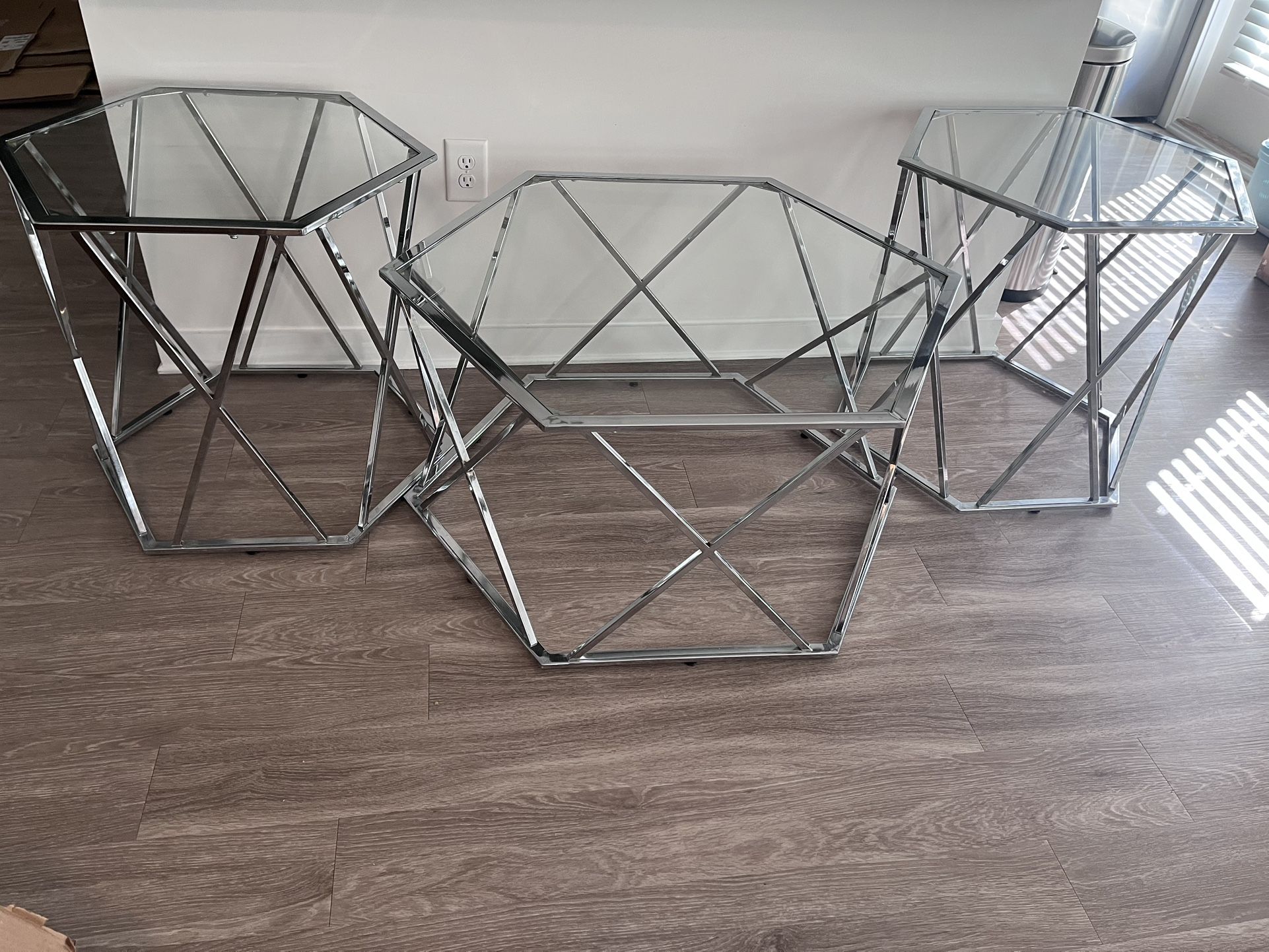 Chrome 3-Piece Table Set