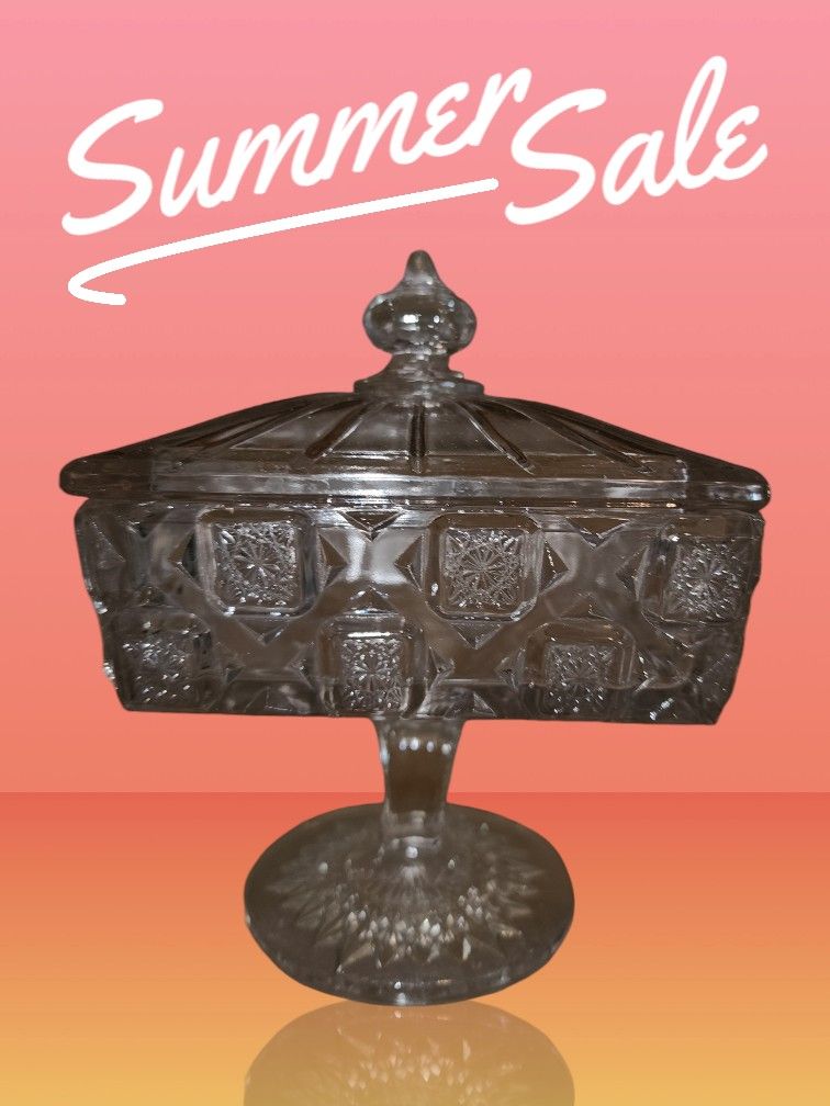 Vintage Westmoreland Glass Co. OQ-36 Sweetmeat & Lid ,high Ftd.,6.5" 1978 Old Quilt.