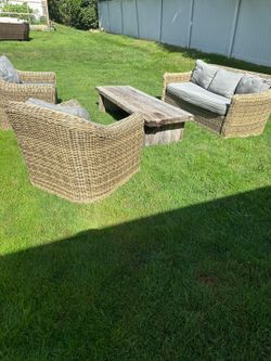 Outdoor Hawaiian wicker set sofa and 2 chairs rh Provence furniture