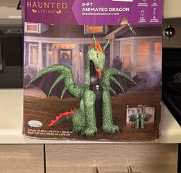 Halloween Gemmy 9 ft Lighted Dragon with Flapping Wings Airblown Inflatable NIB