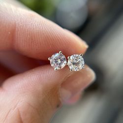 Diamond Earrings Over Sterling Silver 