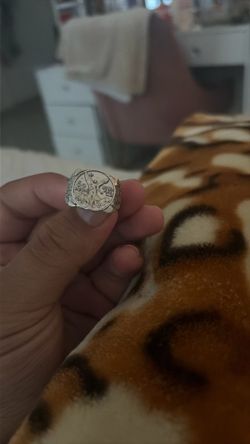 Silver nugget sentenario ring for 200