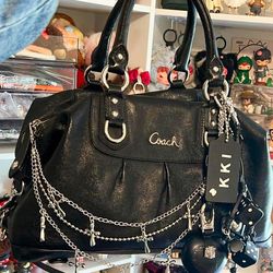 Beautiful black leather Coach bag