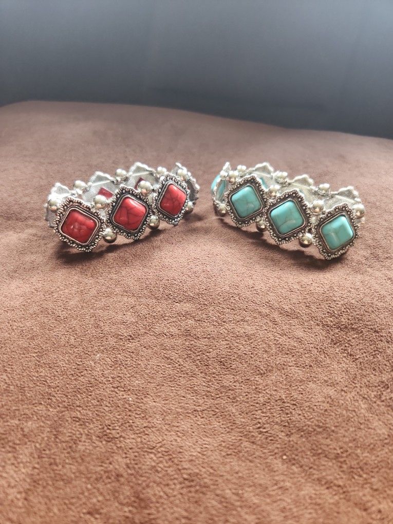 Turquoise Or Red Stone Bracelet