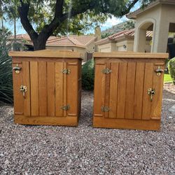 White Clad Ice Box Oak Wood Vintage Cabinets 