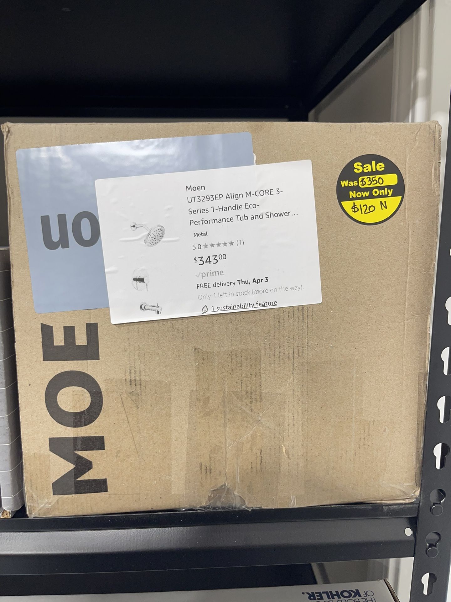Moen Align M-CORE Dusch-Armatur Serie 3 – 1 Griff, Chrom, Druckausgleichend, Mit Lautstärkeregler, Ventil Separat