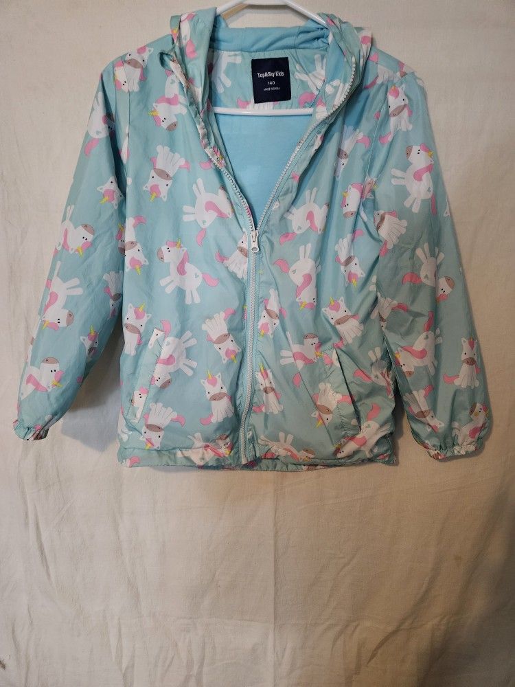 Girls Rain Jacket Lightweight Waterproof Hooded Cotton Lined Raincoat Windbreaker for Kid