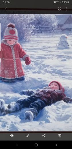 Artist Robert Duncan "Snow Angel" Winter Snow Art Framed Picture