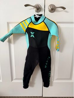 Dive & Sail Kids Manta Full-Body Neoprene Wetsuit - Mint/Yellow/Black Sz 2