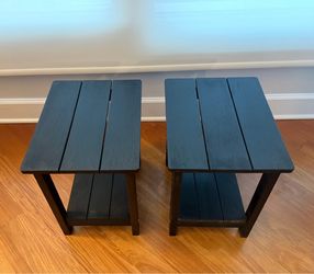 Pair of Black Outdoor Side Tables – 2-Tier HDPE Patio End Tables (Downtown Chicago)