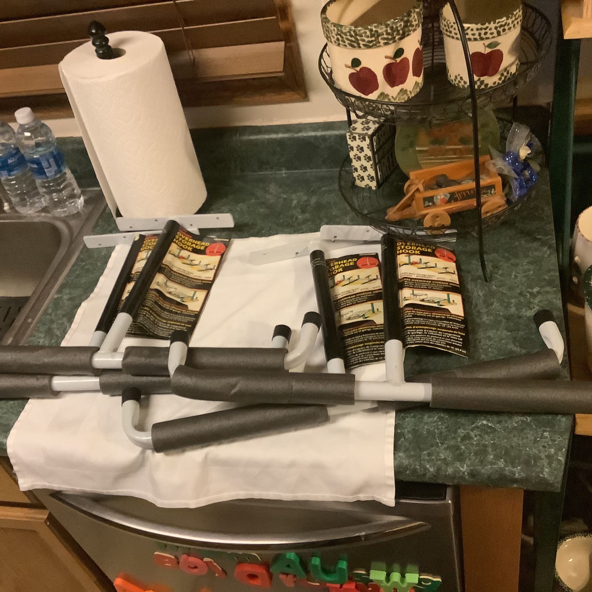 Deluxe Overhead Storage Hooks Brand New Four Total Perfect For Garage, Basement Hang From Beams. Can Be Used With 10” Shelves