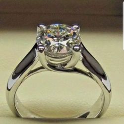 7mm (1.5 CT) Solitaire Moissanite 4Prong Antique Engagement Ring 14K Real White Gold Over