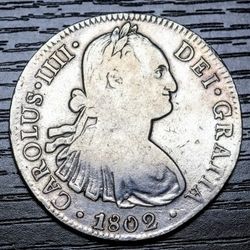 1802 Mexico 8 Reales Silver Coin 