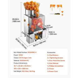 258]Commercial Orange Juicer Machine, 120W Electric Automatic Orange Squeezer, Lemon Citrus Pomegranates Extractor for 20 per Minute, Stainless Steel,