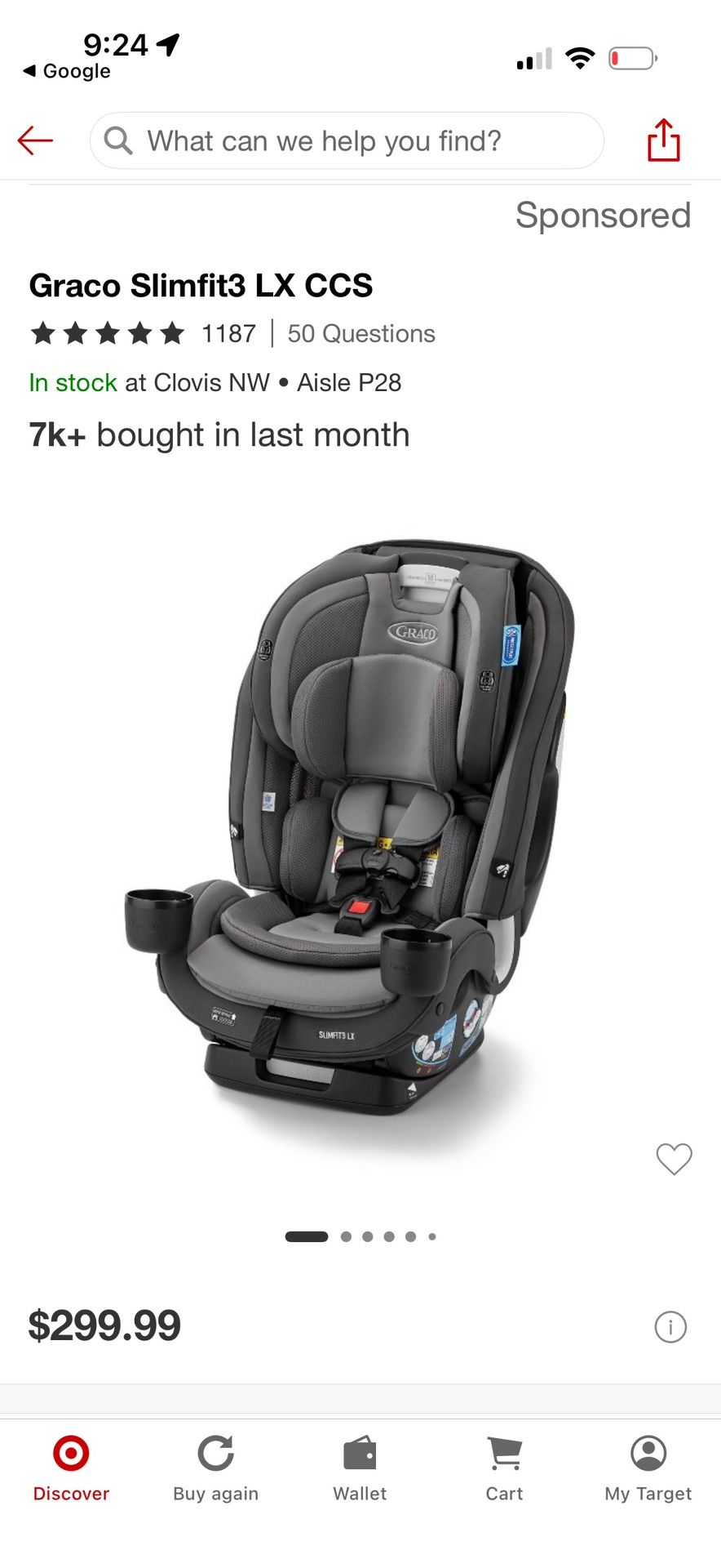 Graco Slimfit 3 LX Children's Car seat