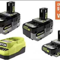 RYOBI
ONE+ 18V Lithium-Ion HIGH PERFORMANCE Starter Kit with 2.0 Ah Battery, (2) 4.0 Ah Batteries, and Charger (NEW, SEALED, WITH WARRANTY AND RECEIPT