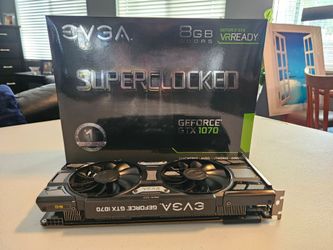 EVGA GeForce GTX 1070 Superclocked 8GB graphics card.