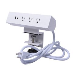Desk Clamp Power Strip Desktop Edge Mount Outlets with Type-A and Type-C