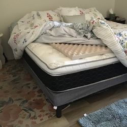 King Matress And Bed  Frame With All The Bedding. Moving Out Of State