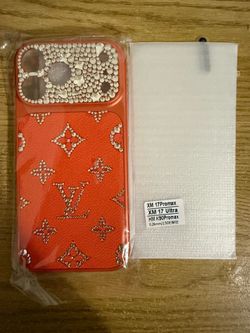 For iPhone 17 ProMax-Red Monogram Rhinestone Phone Case