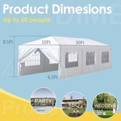 10ft x 30ft outdoor gazebo party tent, patio awning camping gazebo with  removable side walls, carport catering bbq event  $89  Warehouse Address:  27