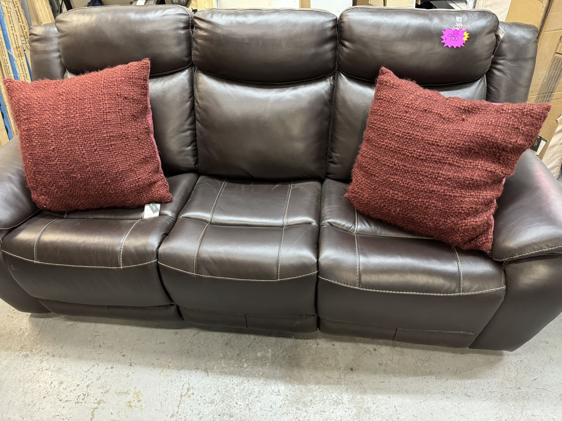 Power Sofa Recliner Dark Brown Leather 