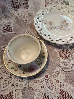 Pink floral cup and saucer with cookie or whatever you desire plate