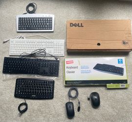 Lot of 6 USB Wired Standard  Keyboards And Two Mouse