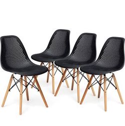 Set of 4 Black Mesh Shell Dining Chairs
