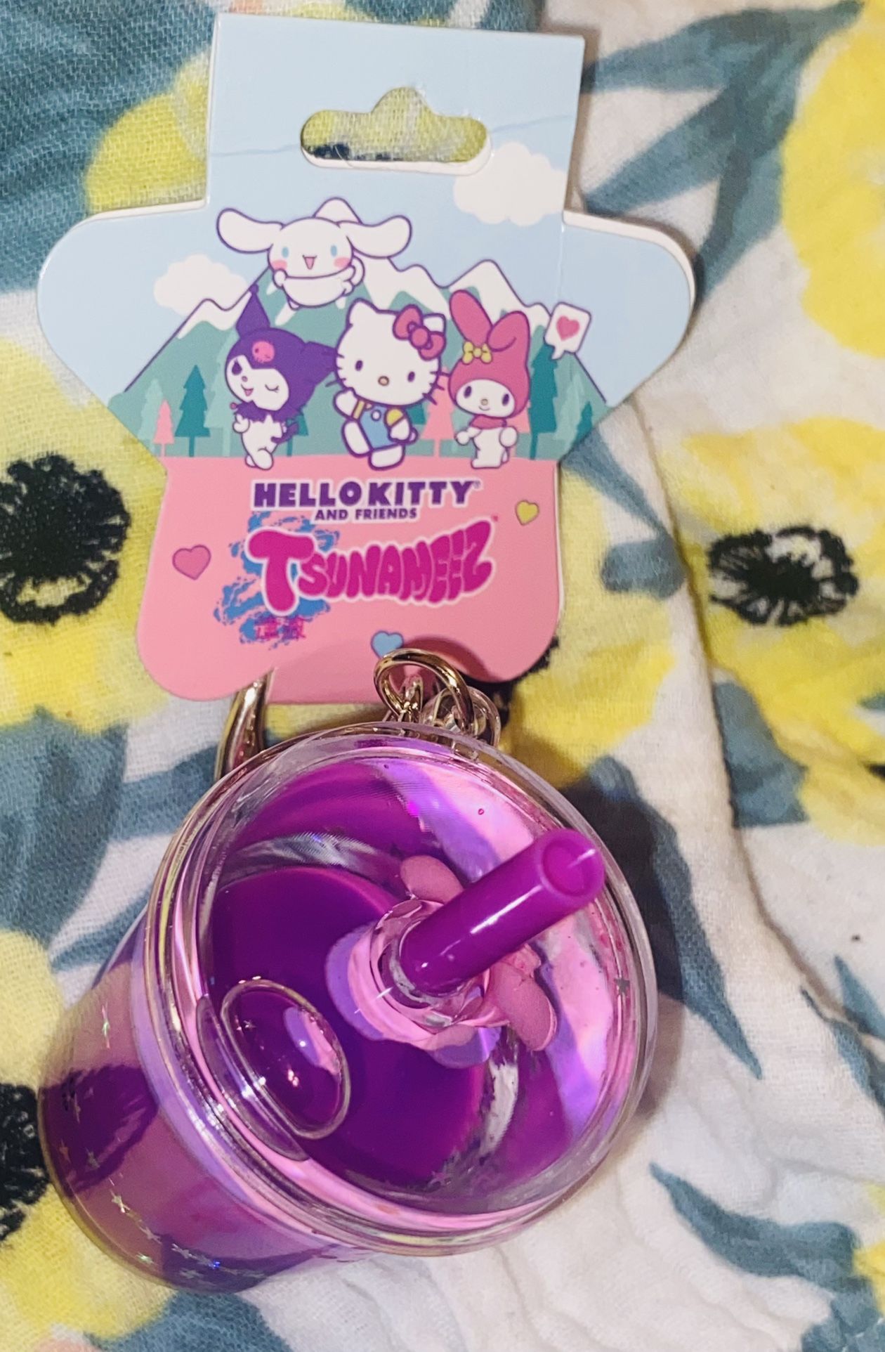 💕🎀🧋🟣🐱✨SANRIO HELLO KITTY & FRIENDS (MY MELODY) TSUNAMEEZ BOBA🧋BUBBLE🫧TEA KEYCHAIN🧋🎨🐱🫧🟣✨