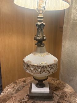 Vintage Ornate Table Lamp with Marble Base