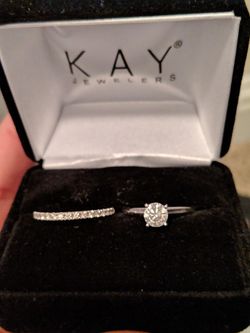 3/4 ct engagement ring and 1/4 ct wedding band