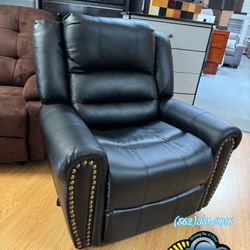 Black Faux Leather Recliner Silla