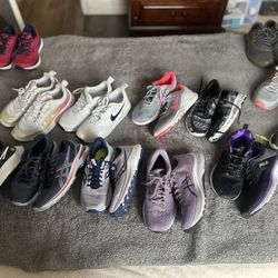 Nike, Asics, and Fila sneakers in excellent condition
