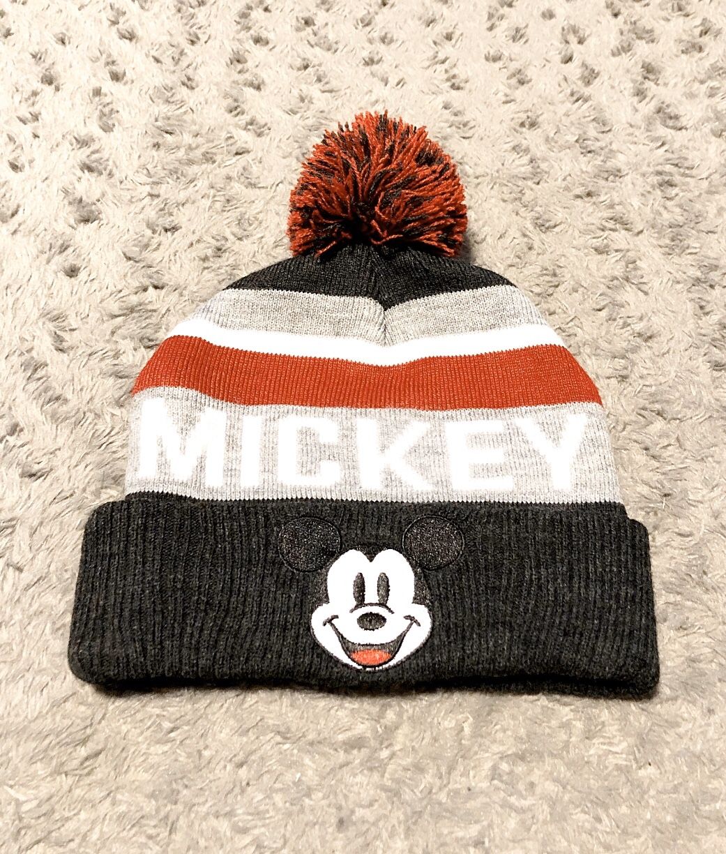 Mickey Mouse pom beanie paid $30 Like New! No signs of wear. Excellent condition! Official licensed merch