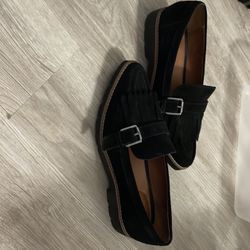 Franco Sarto Black Suede Loafers 