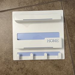 Key Holder Wall Mount-Mail Organizer Wall Mount with 4 Key Hooks 9 1/2 x 9”