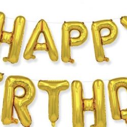 16 inch Aluminum Foil Banner Balloons for Birthday Party Decorations and Supplies (Gold)