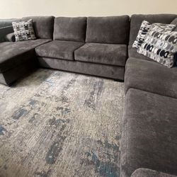 GRAY (light and dark available) Sectional Sofa 3 piece wide shareable chaise (right or left available) 12x8 accent pillows