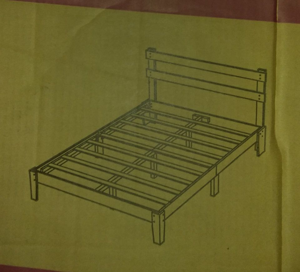 Solid Wood Platform Bed Frame with Headboard size KING