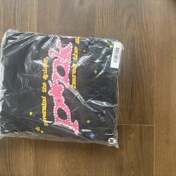 pink and black spider hoddie medium 