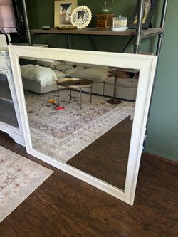 Large White Framed Wall Mirror – Great Condition