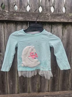 Gymboree Girls Mint Long Sleeve Top with Tulle Hem