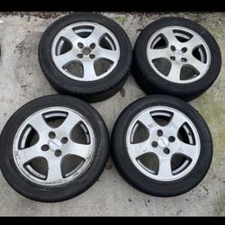 4 — 205/50r15 4x100 4x3.94 Stock Acura Integra Fat Five Civic Fit Xa Xb Ia Yaris Miata Wheels Rims Tires!