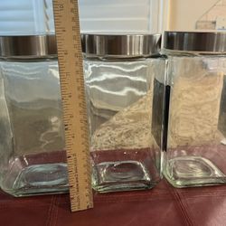3 Large Glass Jars With Lids