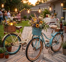 Get your own Flower Basket old non-running bicycles for decoration party outdoor farmhouse party decor