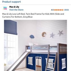 Max And Lily Twin Bed Frame With Slide