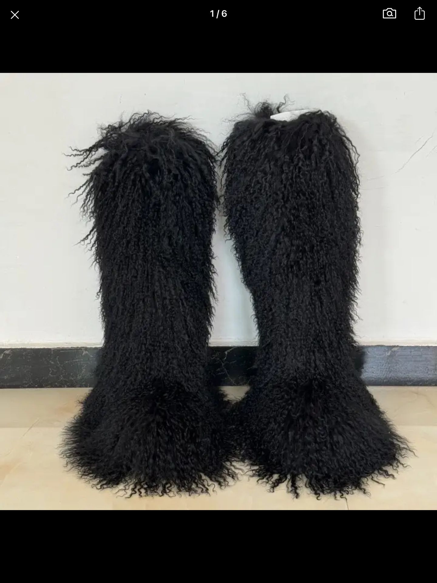 Real Fur black Knee Boots 