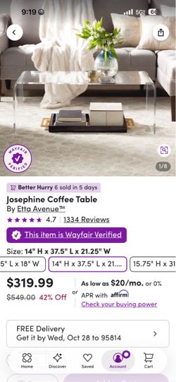Clear Coffee Table - Moving Sale