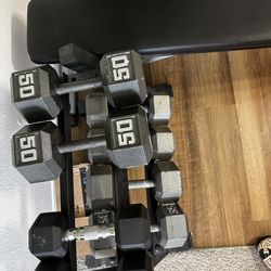 Adjustable Bench + Dumbbell Set with Rack